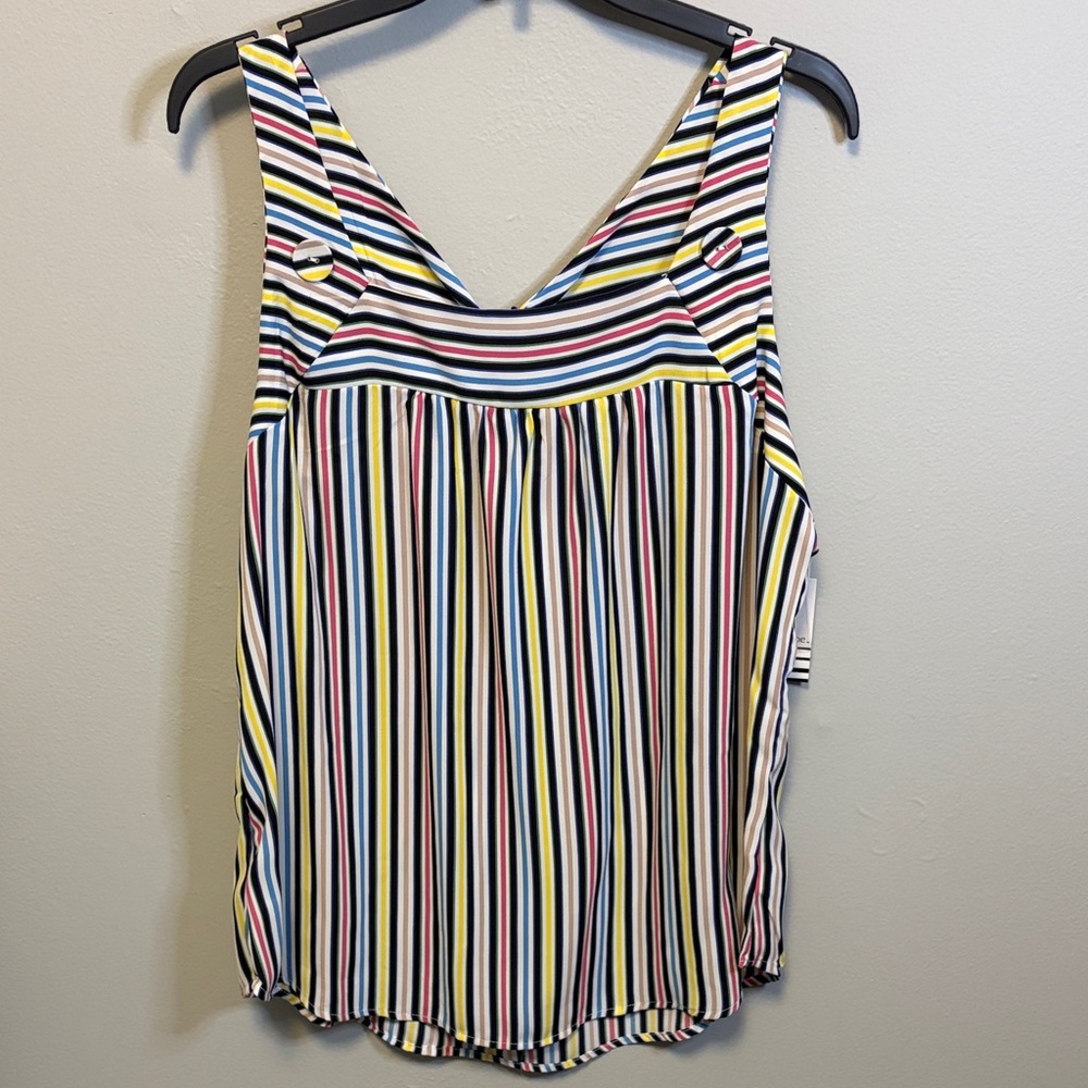 Ophelia Roe Striped Sleeveless Tank Top Blouse Size L NWT